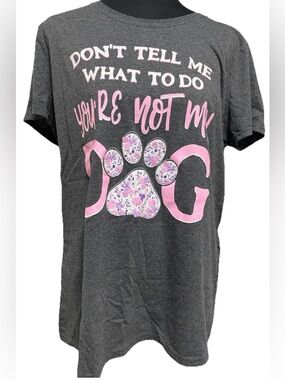 Funny Dog Mom Shirt Floral Paw Print Graphic Tee Gray Sassy Dog Lover Gift sz XL